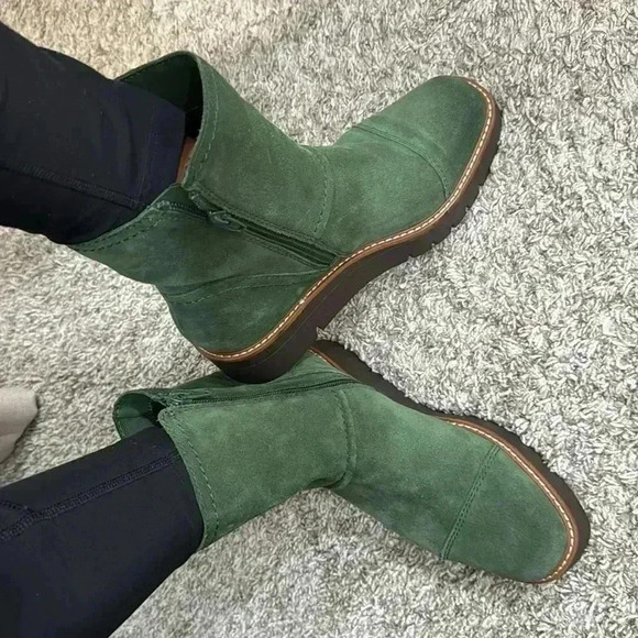 Naturalizer “Wylie” Green Suede Wedge Platform Ankle Boots Size 7 - Picture 9 of 9